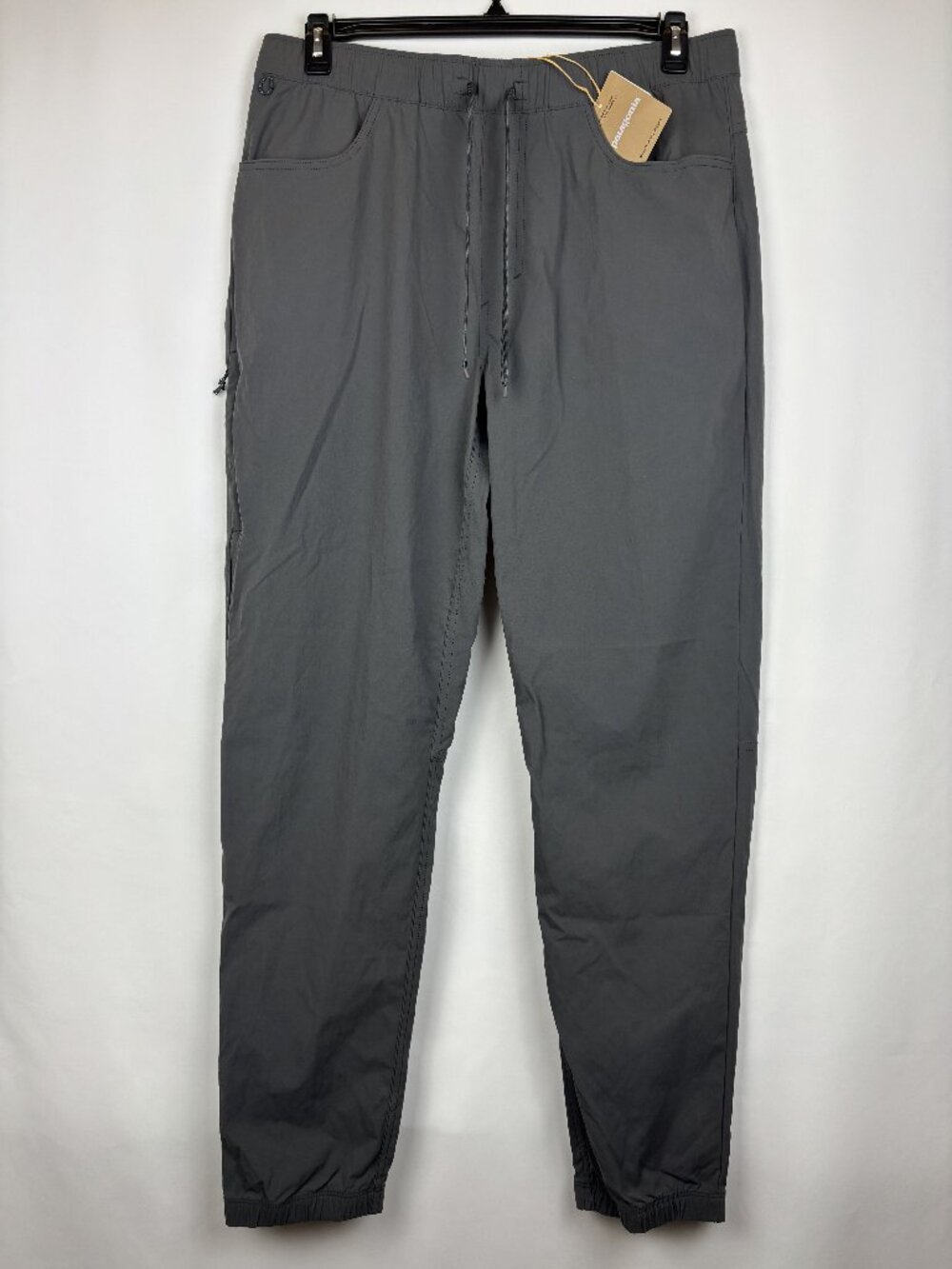 Large Patagonia Men's Quandry Joggers Forge Grey Drawstring Pants Zip Pockets